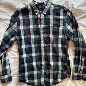 J. Crew Navy and White Plaid Men's Shirt